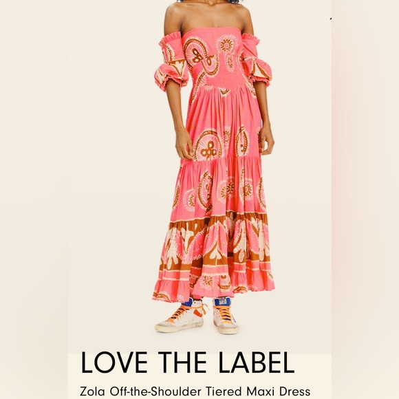 💐LOVE THE LABEL “ZOLA” OFF~THE SHOULDERS TIERED MAXI DRESS NWT - Picture 4 of 9